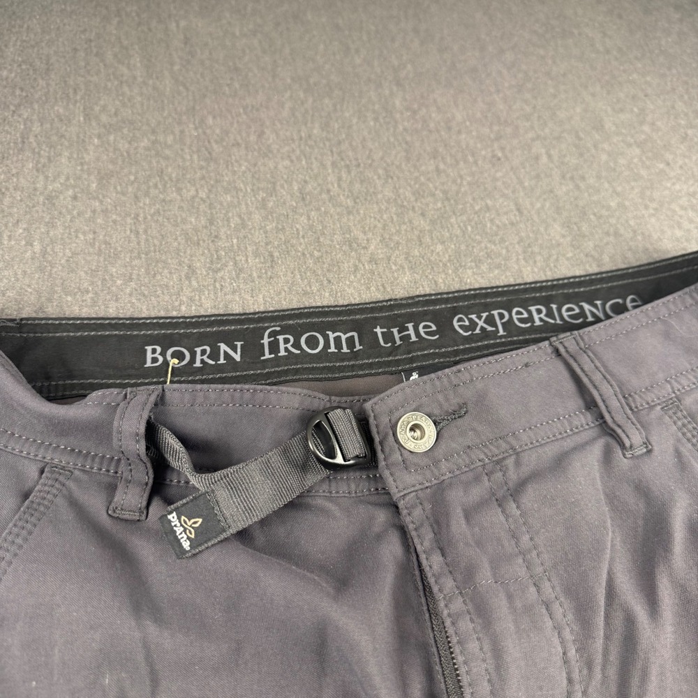 Prana Zion Cargo Shorts Mens 33 Gray Hiking Outdoor Stretch Belted 12in Inseam